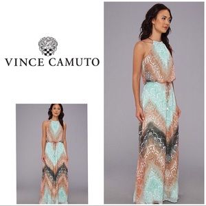 Vince Camuto Maxi Dress w/ Chain Halter Python